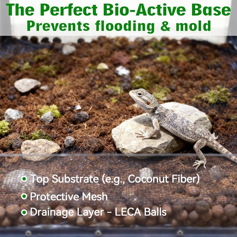 Halatool Reptile Substrate 4QT Leca Balls Terrarium Bedding Organic Hydroton Clay Pebbles Bioactive Drainage Layer for Terrariums & Vivariums Leopard Gecko Tortoise Frog Lizard Ball Python - Image 4